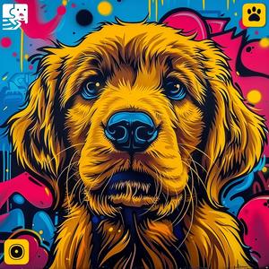 golden  retriever  dog  cute  adorable  graffiti  colorful  painting  playful  artistic 1037407