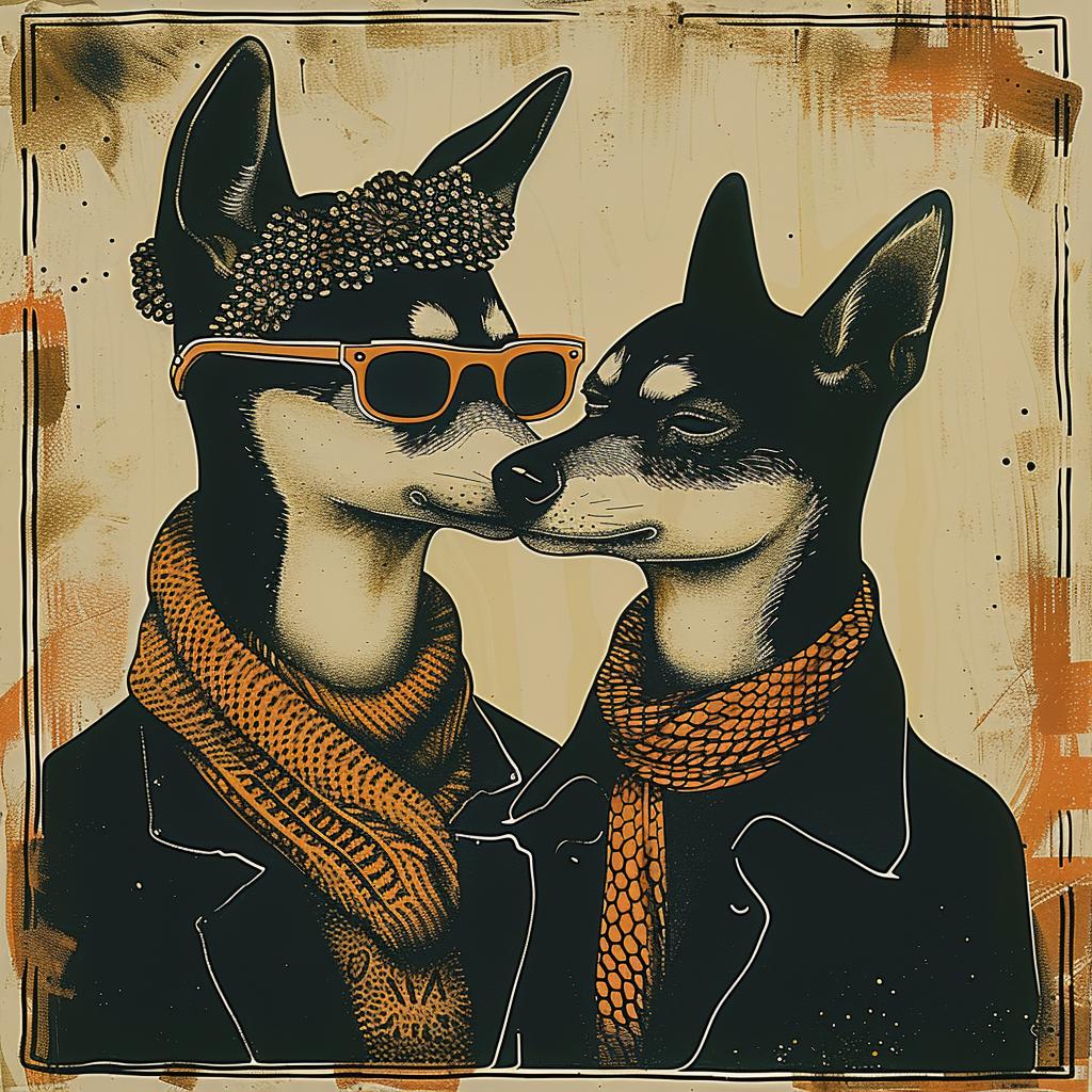 dogs  sunglasses  scarves  painting  cute  whimsical  colorful  playful  pets  art 949981