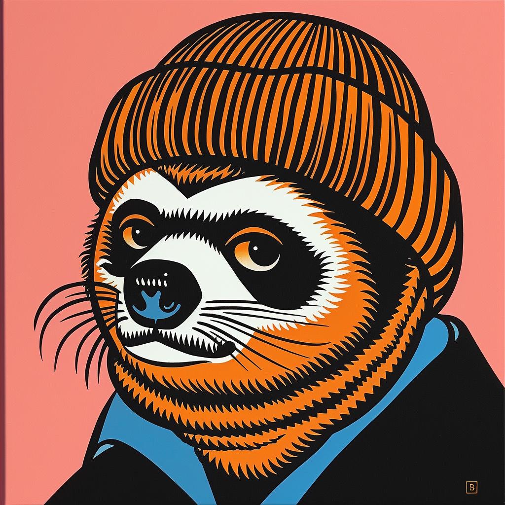 sloth  knit  cap  jacket  cute  wildlife  colorful  illustration  playful  whimsical 1023642