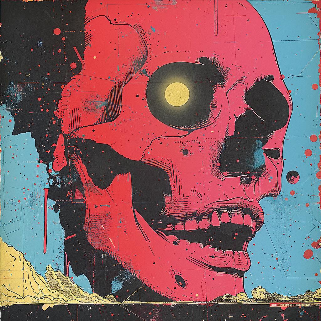 غلاف الألبوم مجردة Popart Cyberpunk صورة خشبية أرجوانية زرقاء في السبعينيات 1026659