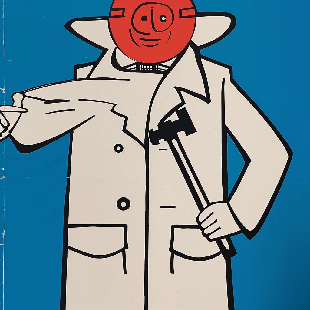 man  costume  hammer  poster  humor  satire  illustration  character  playful  art 940189