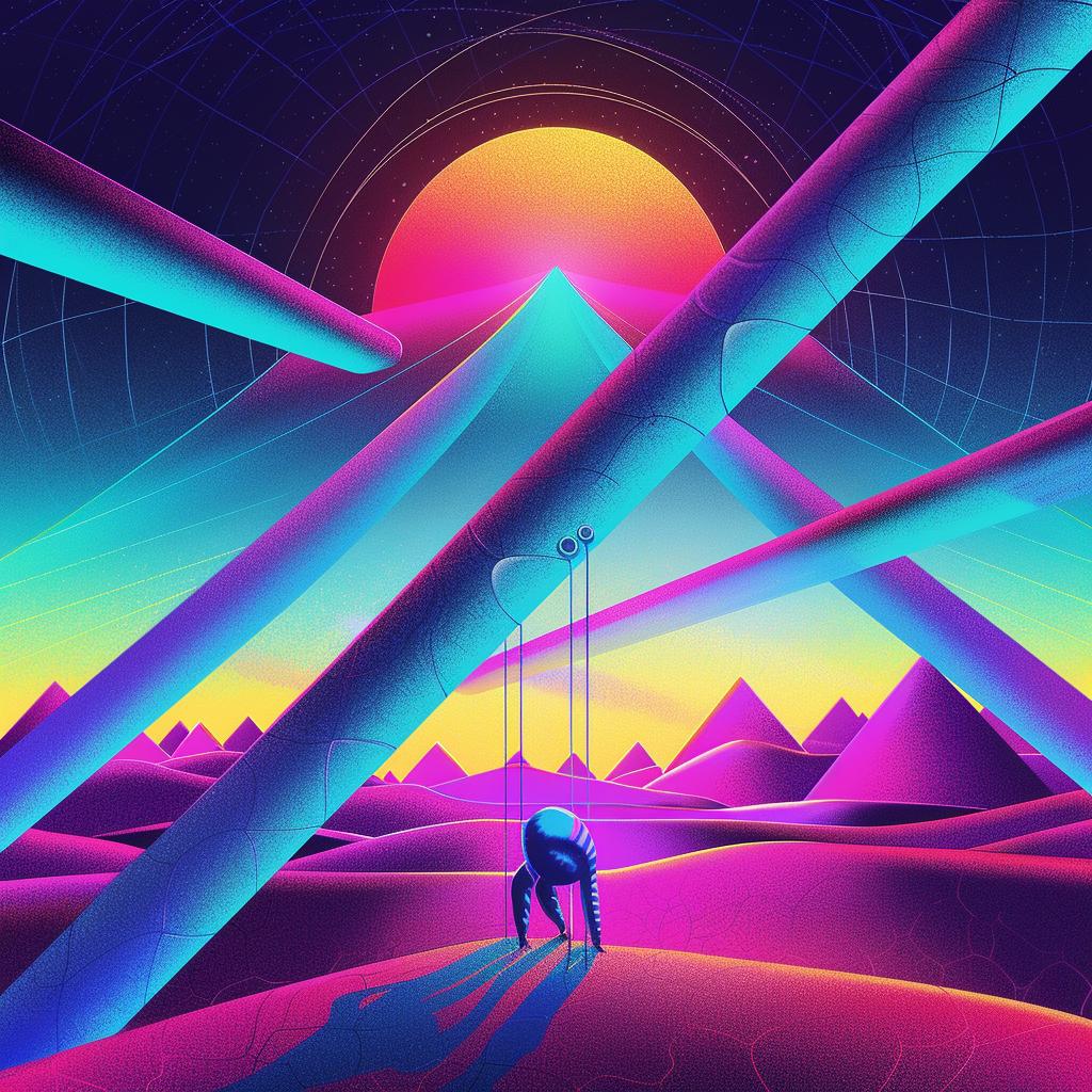 psychedelic  poster  man  platform  vibrant  colorful  illustration  abstract  whimsical  daring 967680