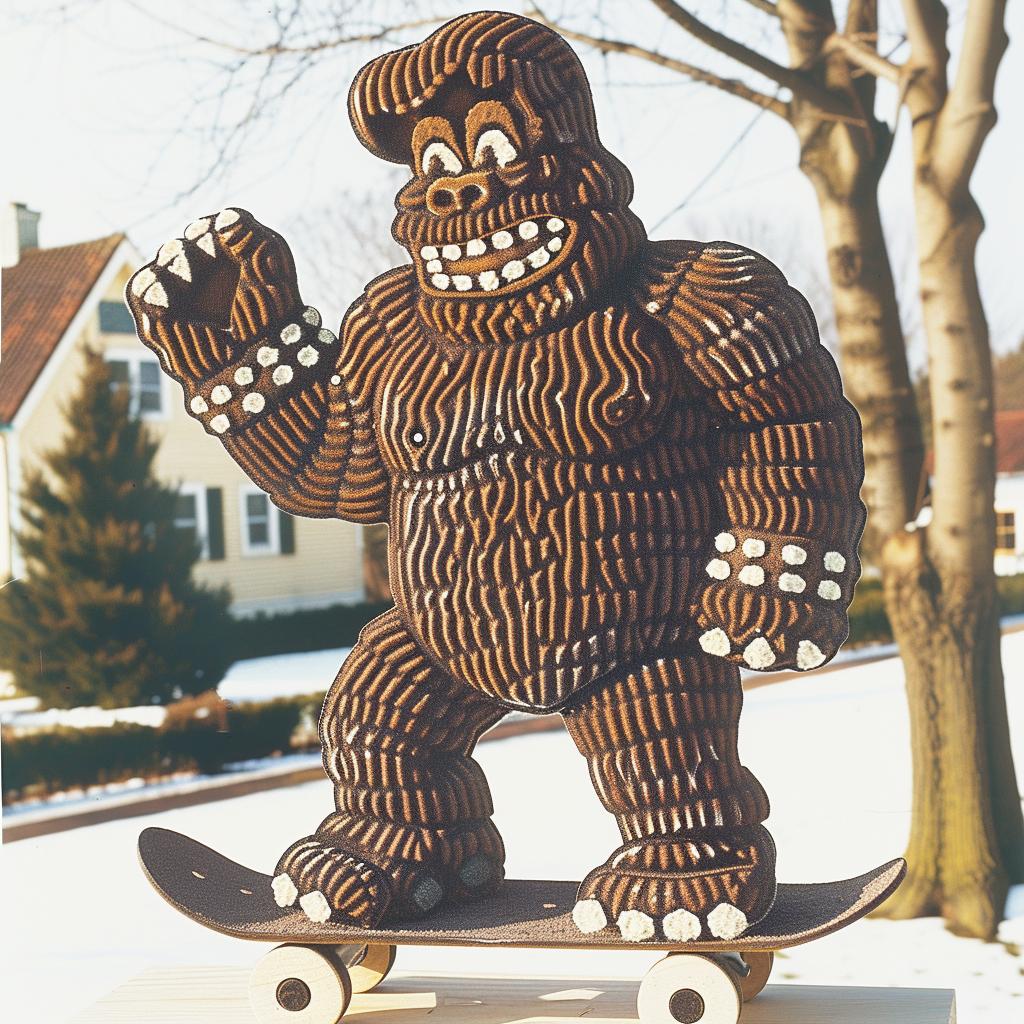 sasquatch  skateboard  bigfoot  statue  humor  action  whimsical  playful  urban  lifestyle 962747