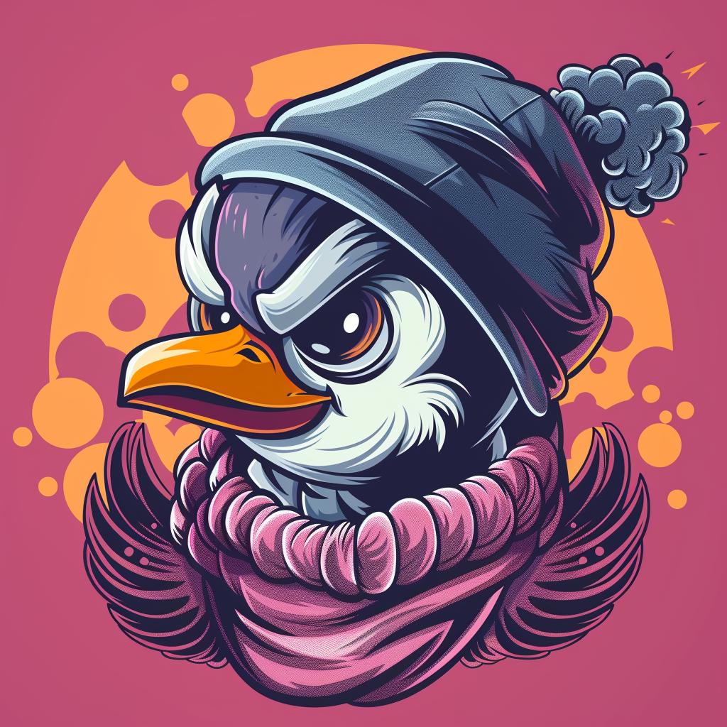 penguin  hat  scarf  streetwise  aggressive  simple  minimal  vector  illustration  cartoon 958298