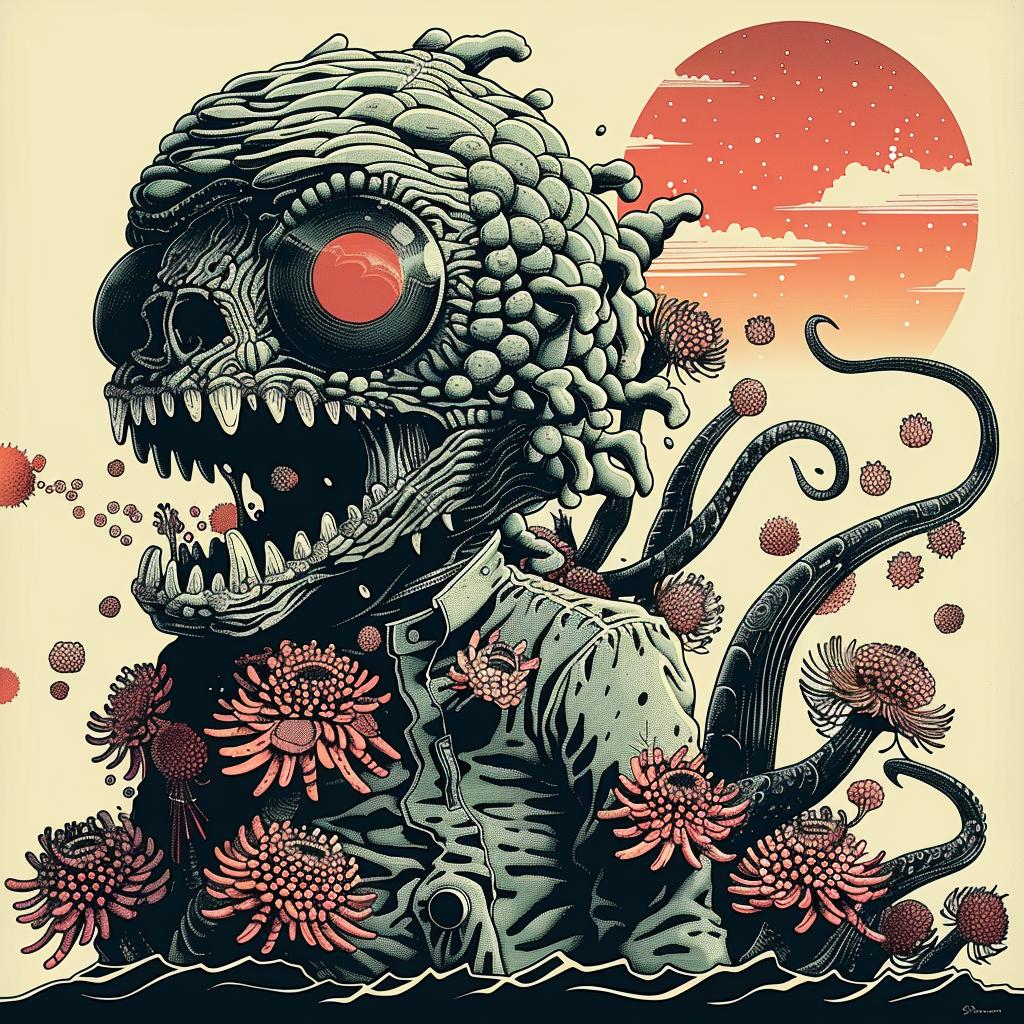 poster  zombie  flowers  creature  flowerpunk  design  art  illustration  surreal  vivid 946556