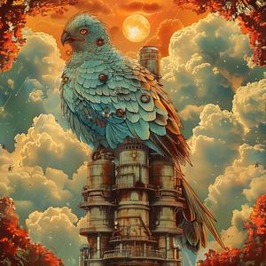 bird  tower  painting  chromolithography  art  architecture  nature  surreal  imaginative  colorful 1040482