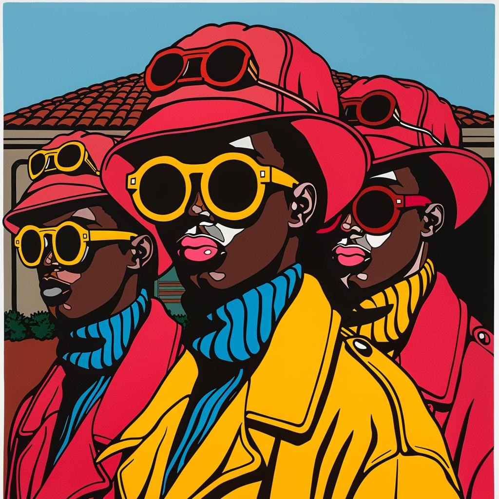 men  hats  sunglasses  red  painting  colorful  stylized  artwork  Abdul  Mati 1022760
