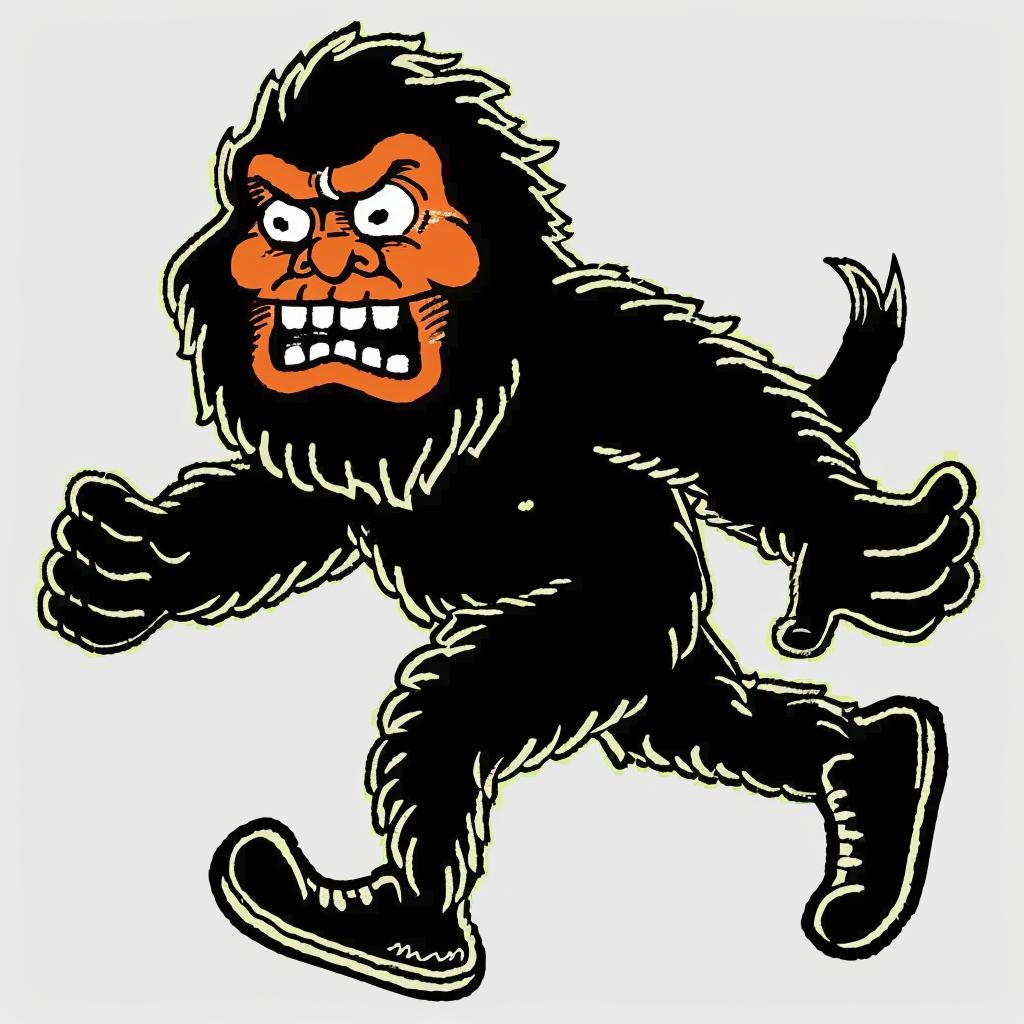 bigfoot  cartoon  running  angry  mythical  humorous  wild  playful  exaggerated  character 939829
