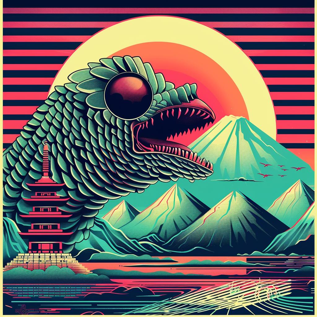 poster  dragon  mountains  Japanese  illustration  fantasy  art  colorful  design  landscape 945802