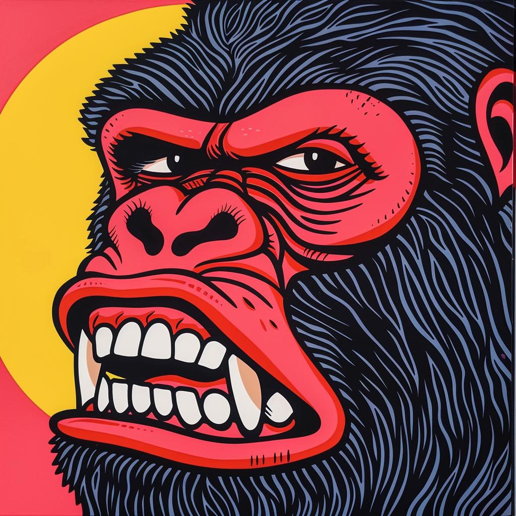 gorilla  painting  sun  background  animal  character  illustration  colorful  symbolic  fantasy 973017