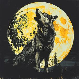 wolf  howling  moon  metal  print  surreal  symbolist  screenprinting  dark  art 1079073