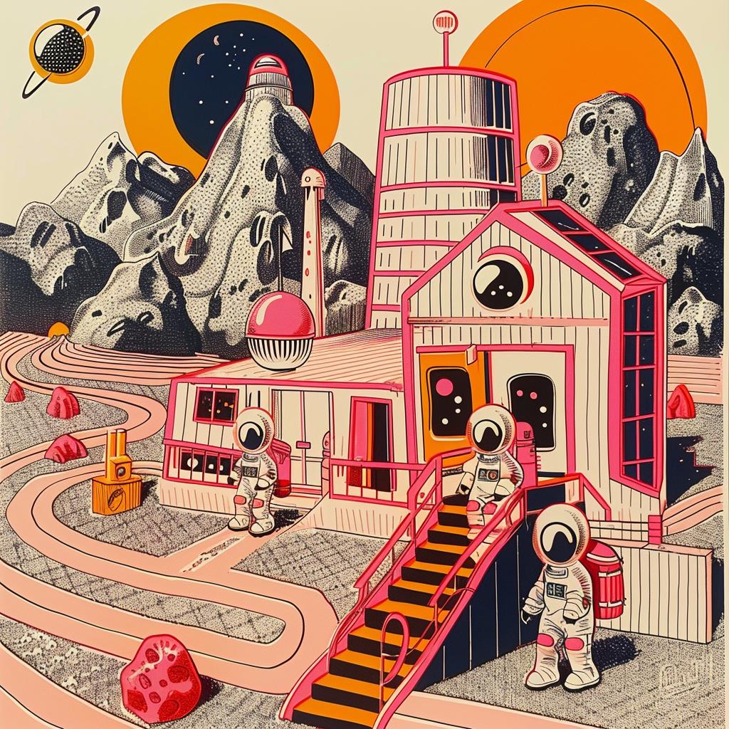 mars  space  station  panda  astronaut  rocket  milling  whimsical  playful  sci-fi 959661