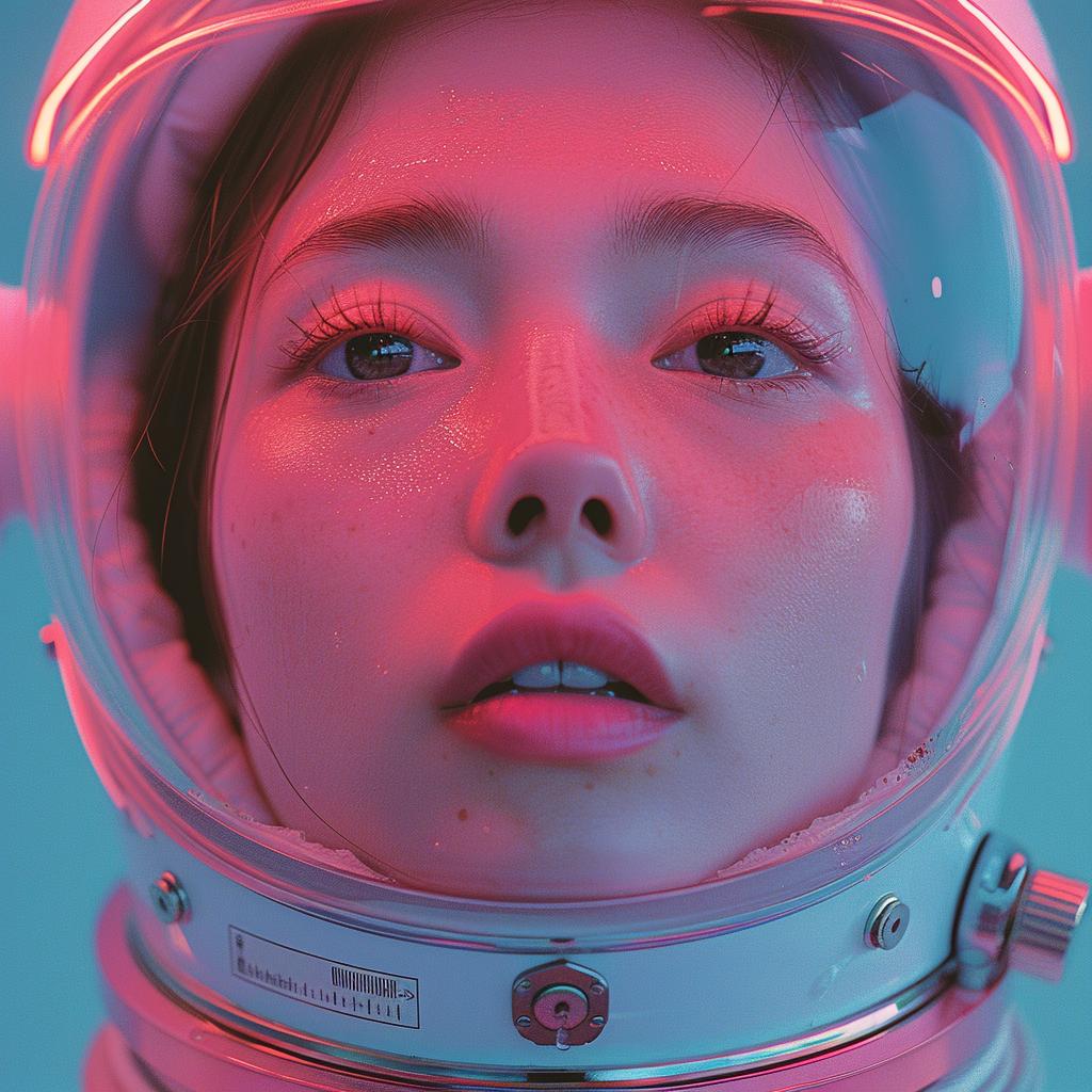 astronaut  female  pink  lights  double  exposure  surreal  glow  volumetric  lighting 1030915