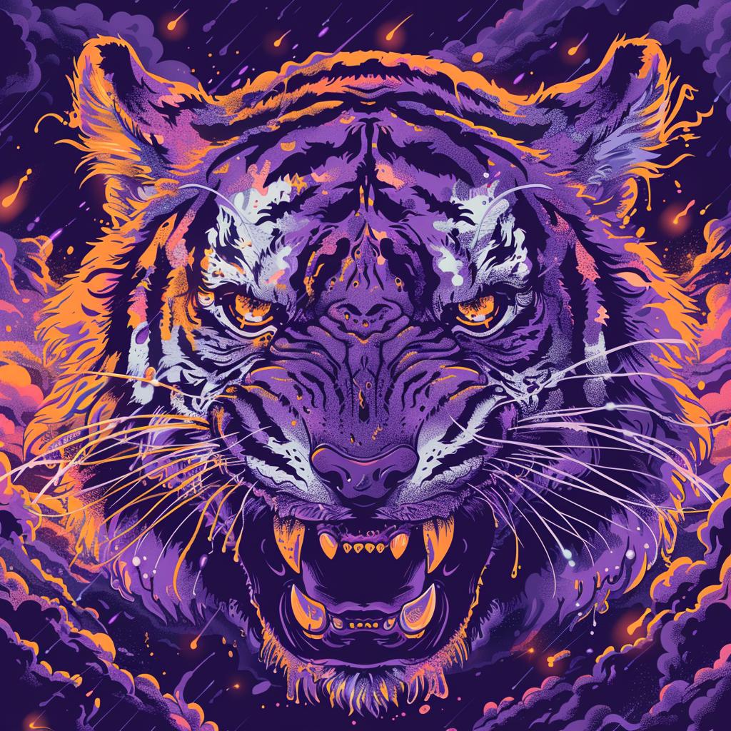 tiger  vector  cartoon  purple  orange  comic  detailed  illustration  unique  monster 928792