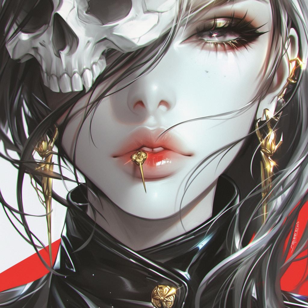 woman  black  hair  skull  head  occult  dark  arts  tattoo  design 2650