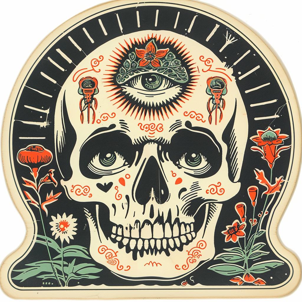 provocative  art  skull  flowers  sticker  introspective  naturalistic  spiritual  dark  occult 933446
