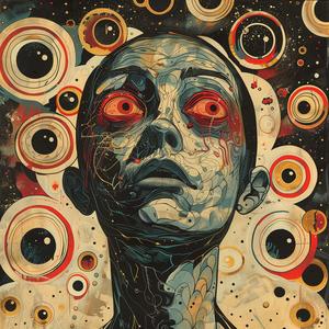 painting  woman  red  eyes  black  circles  symbolist  screenprinting  hyper-realistic  art 1078483