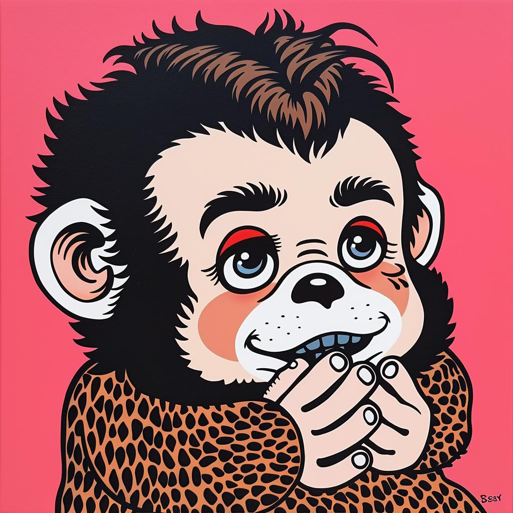 bigfoot  painting  monkey  leopard  shirt  whimsical  fantasy  colorful  artistic  creative 973598