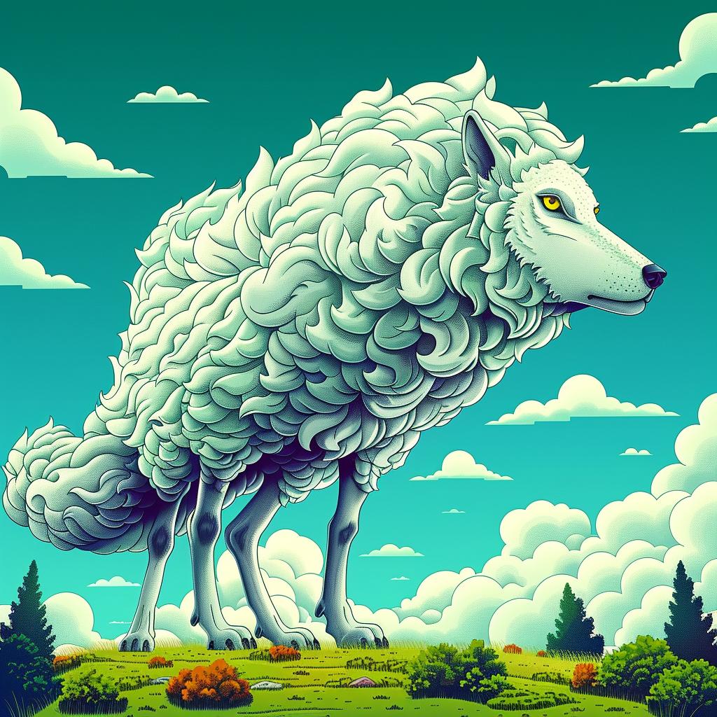 cartoon  wolf  hill  fantasy  playful  colorful  illustration  hybrid  whimsical  imaginative 941198