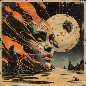 surreal  album  cover  high-detailed  screenprinting  moon  stars  art  dreamlike  person 1079505