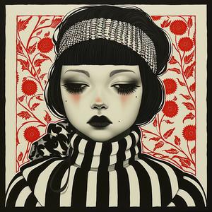 surreal  album  cover  Mitsumasa  Anno  symbolist  hyper-realistic  screenprinting  black  white 1074960