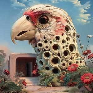 bird  large  head  chromolithography  art  stylized  unique  nature  colorful  symbolic 1052284