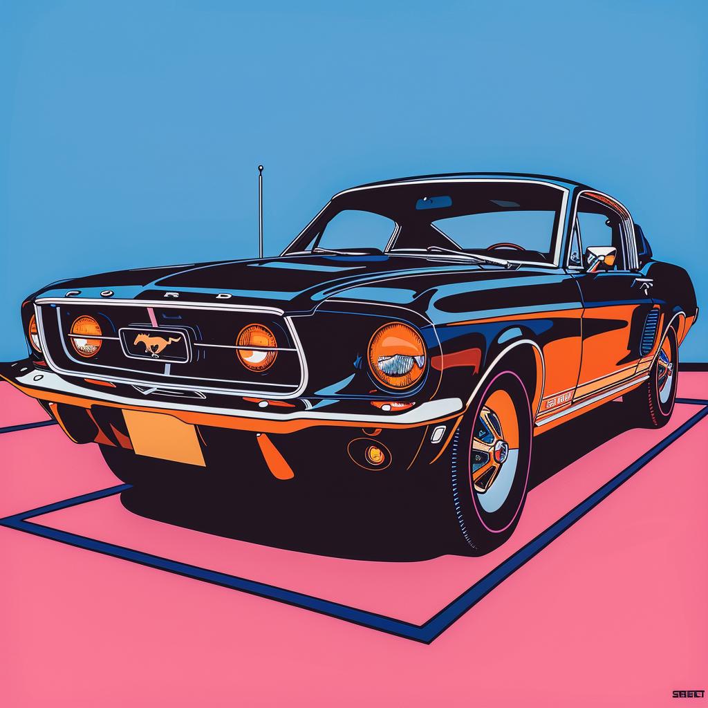 black  Mustang  car  background  vintage  modern  neon  graphic  automobile  style 962680