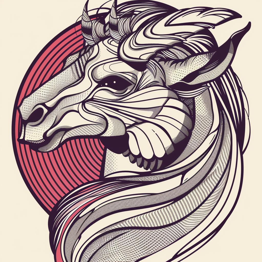 mythical  goat  tribal  art  unique  creature  fantasy  hybrid  style  halftone 939664