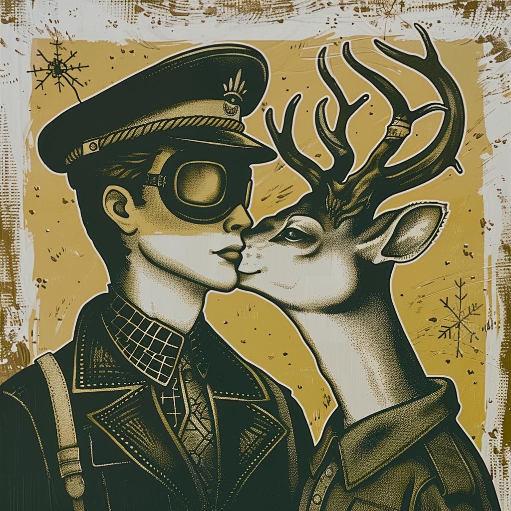 man  deer  kiss  art  nature  intimacy  surrealism  portrait  playful  emotional 949895