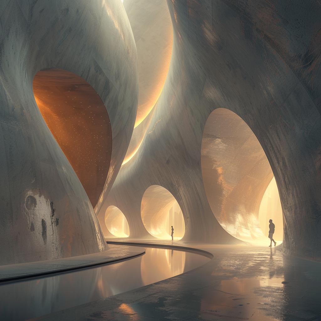 tunnel  futuristic  curved  architecture  lighting  design  monolithic  scale  space  rendering 960095
