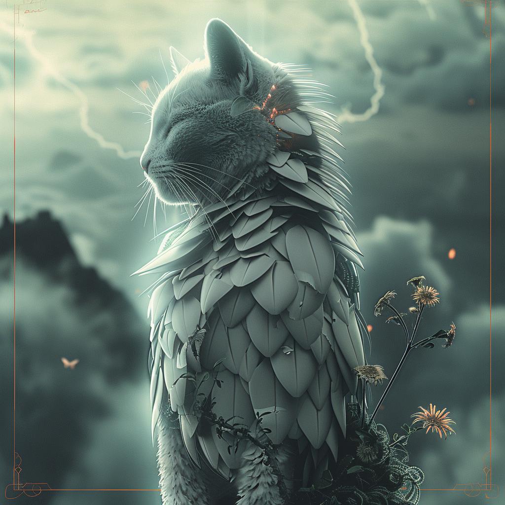 cat  wings  feathers  rock  award-winning  photo  fantasy  whimsical  nature  colorful 1028574