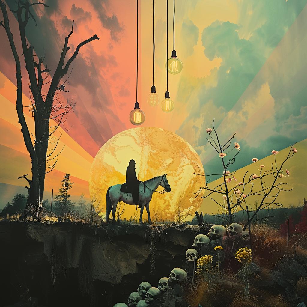 Grim  Reaper  horseback  battlefield  sunset  skulls  dark  surreal  epic  dramatic 1028941