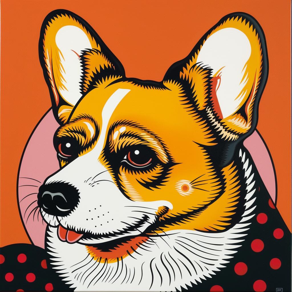 corgi  dog  polka  dot  dress  colorful  cute  painting  pet  whimsical 973286