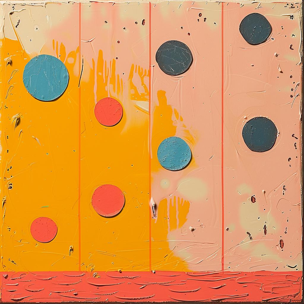 encaustic  paint  abstract  colorful  polka  dots  orange  yellow  blue  vivid 1015955