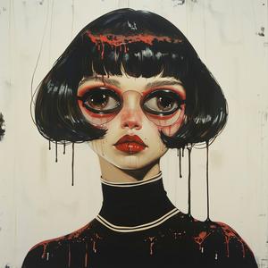DADA  brunette  model  eyes  dripping  makeup  airbrush  painting  highlights  art 1073546