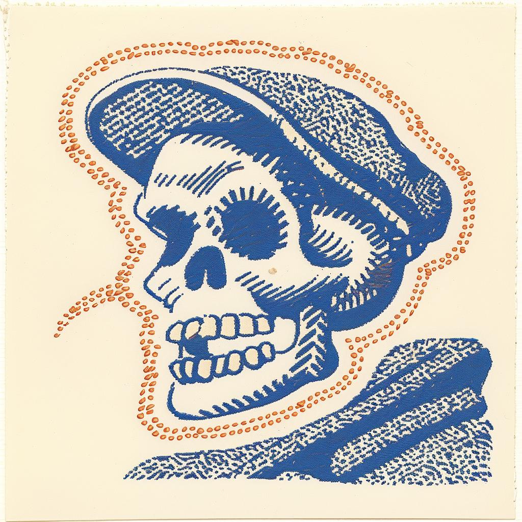 patch  skull  hat  blue  orange  chenille  streetwear  hiphop  creative  modern 961268
