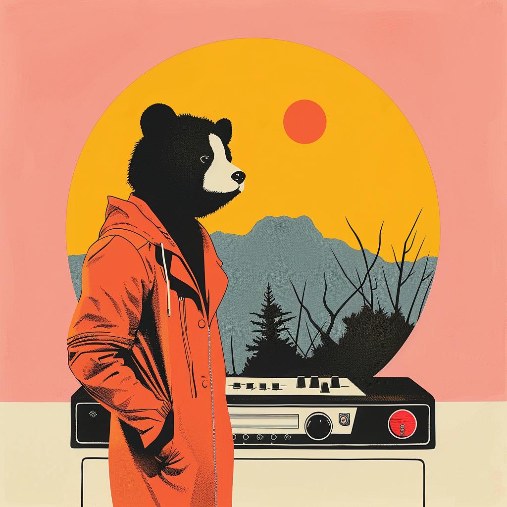 bear  orange  radio  surreal  album  cover  playful  illustration  artwork  colorful 1018870