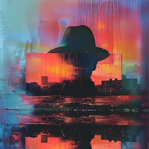 man  hat  city  sunset  painting  chromolithography  dramatic  colorful  landscape  art 1041164