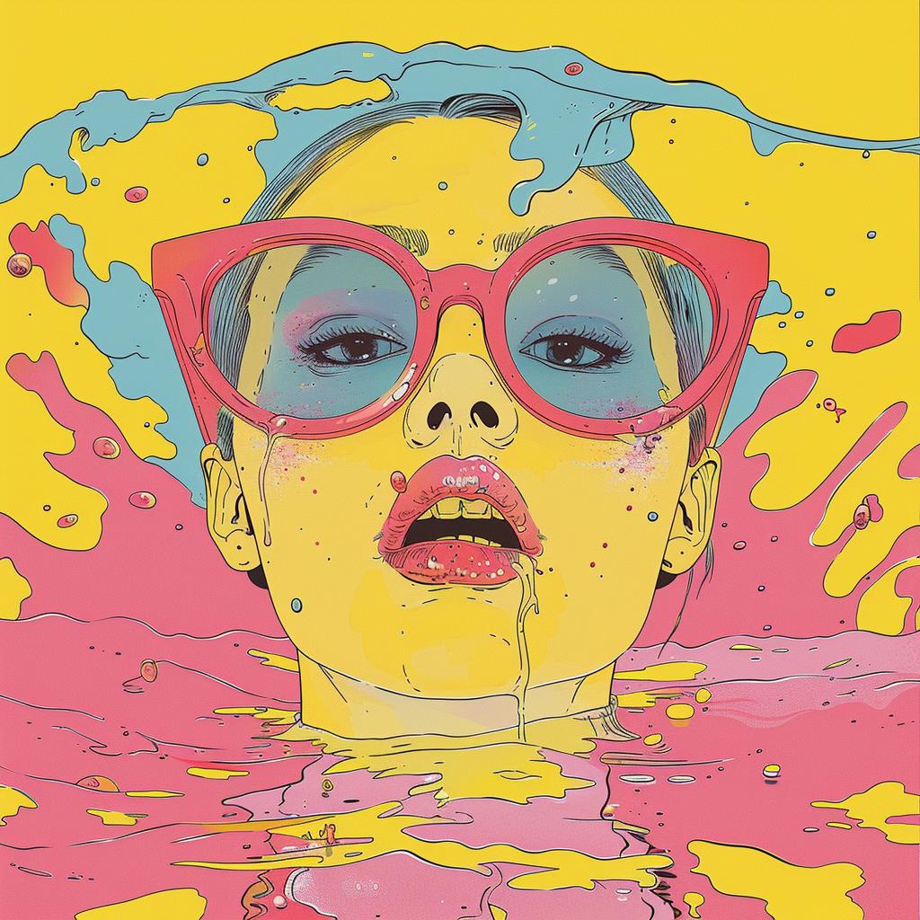 surreal  album  cover  color  splash  Joan  Cornella  woman  sunglasses  painting 973884