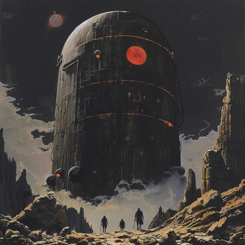 retro  sci-fi  dark  illustration  gouache  deathmetal  composition  black  paper  Karel 922202