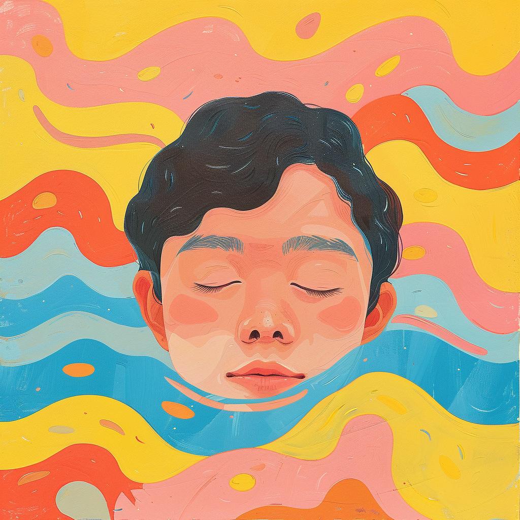 boy  floating  water  painting  art  dreamlike  surreal  calm  peaceful  vibrant 939695