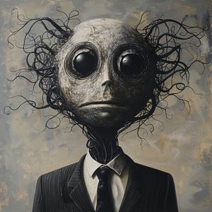 scary  man  suit  hair  painting  dark  character  art  illustration  expression 1079903