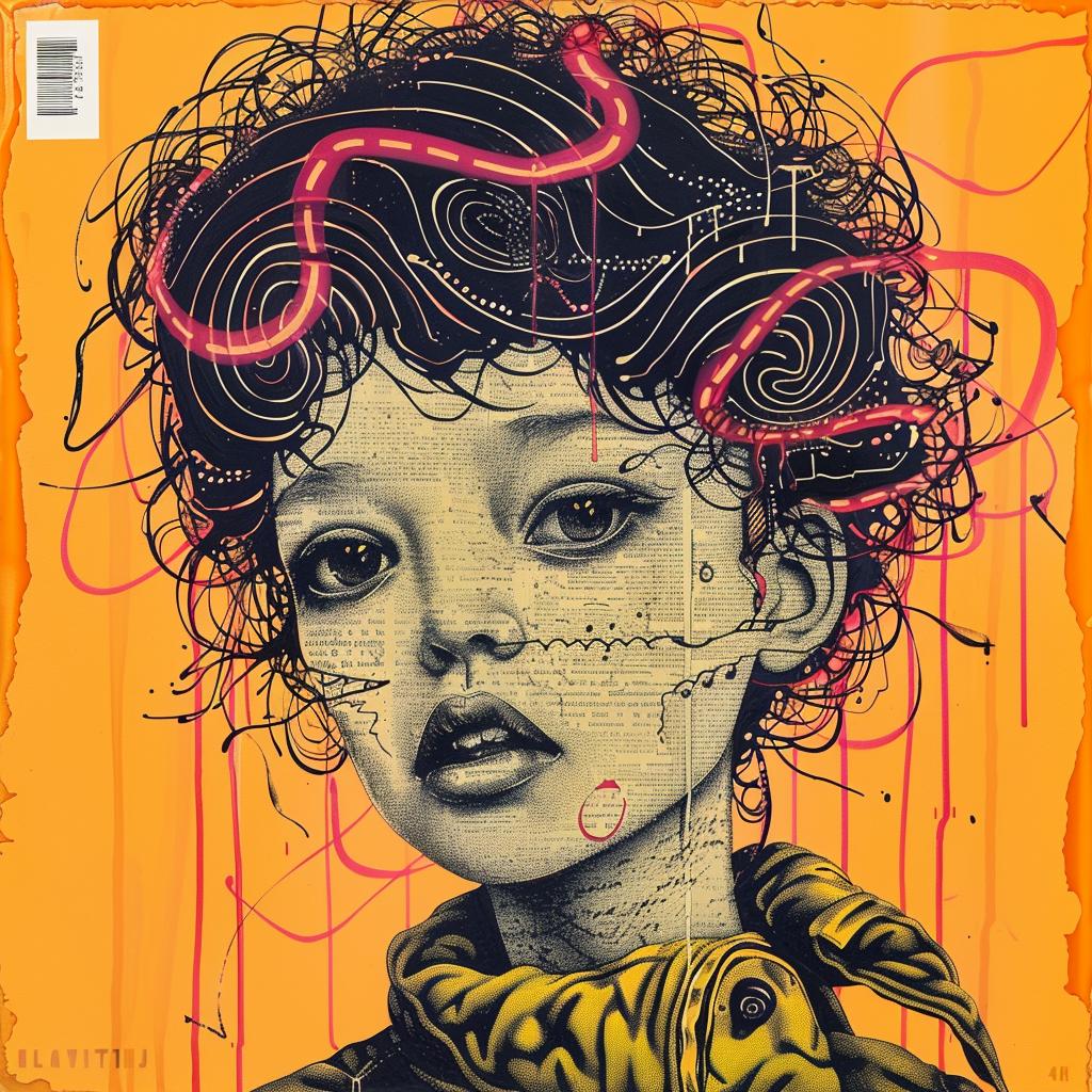encaustic  paint  palette-knife  impasto  girl  curly  yellow  jacket  art  colorful 947632