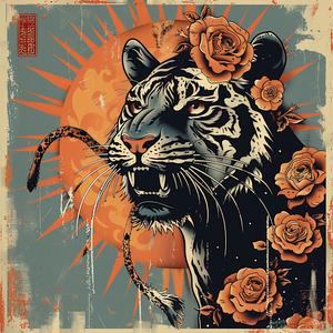 tiger  roses  daunting  colorful  bold  symmetry  floral  tattoo  abstract  illumination 1038777