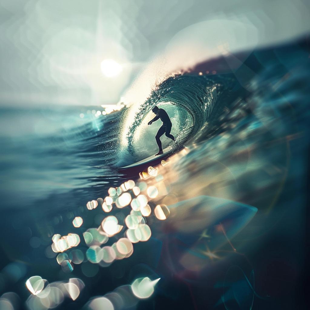 surfer  wave  ocean  photography  light  blue  red  realistic  art  Tilt-shift 1033740