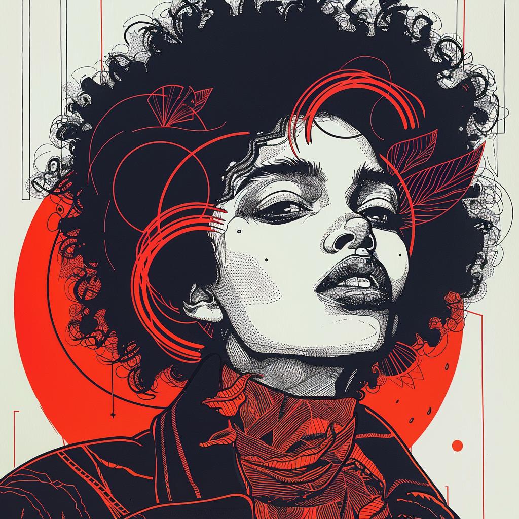 Pop Art  portrait  African-American  model  afro  white background  Troy Brooks  vibrant  expressive  fashion 939213
