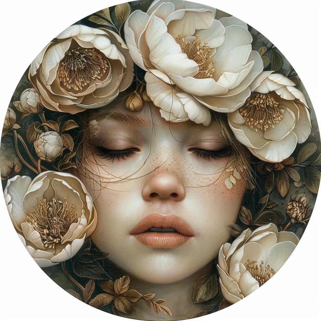 woman  flowers  face  artistic  expression  imaginative  symbolic  colorful  dreamlike  feminine 960871