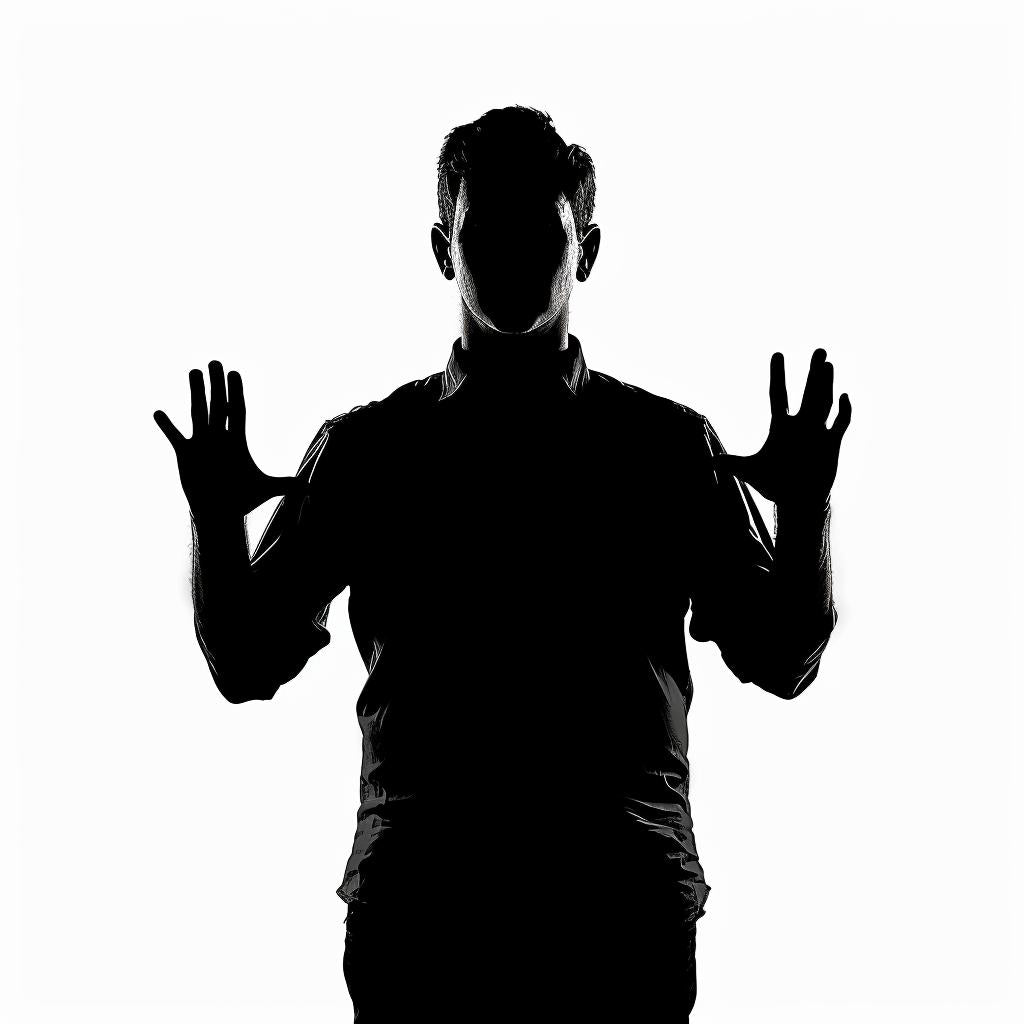 silhouette  man  American  Sign  Language  hands  up  illustration  black  white 954114
