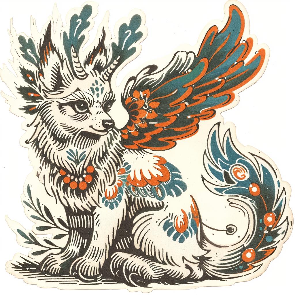 fox  wings  mythical  creature  stickers  hybrid  unique  fantastical  fantasy  art 941361