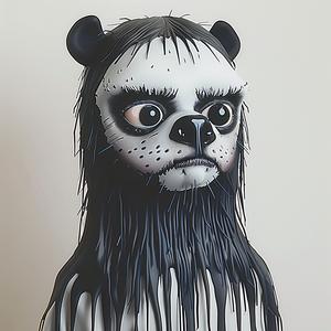 panda  bear  statue  black  white  face  art  minimal  graphic  nature 1073776